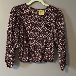Thereabouts Girls Floral Burgundy Crop Top -M 10/12